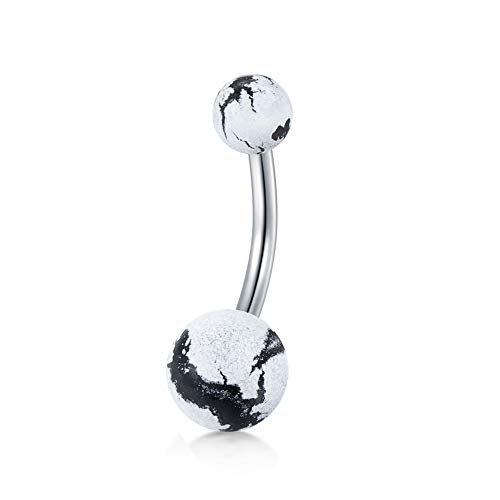 14G 10mm Piercing Ombligo Anillo Acero inoxidable Acrílico Piercing Banana Curvados Barbell Vientre Ombligo Piercing Oreja Mujer Hombre 5 Piezas - Negro