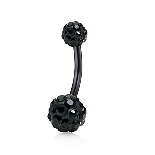 14G 10mm Piercing Ombligo Anillo Acero inoxidable Acrílico Piercing Banana Curvados Barbell Vientre Ombligo Piercing Oreja Mujer Hombre 5 Piezas - Negro