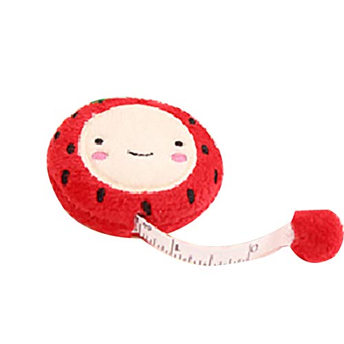 1,5 M de Tela Cinta métrica métrica retráctil de Cinta Costura de la Herramienta Regla de Cinta Medidas Lindo Peluche de Dibujos Animados Cinta métrica por un Diario y Costura (Rojo) 1PCS