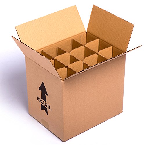 (15x) Caja para botellas de vino CON separadores de cartón rejilla | TELECAJAS (Para 12 Botellas) (PACK DE 15 UNIDADES)