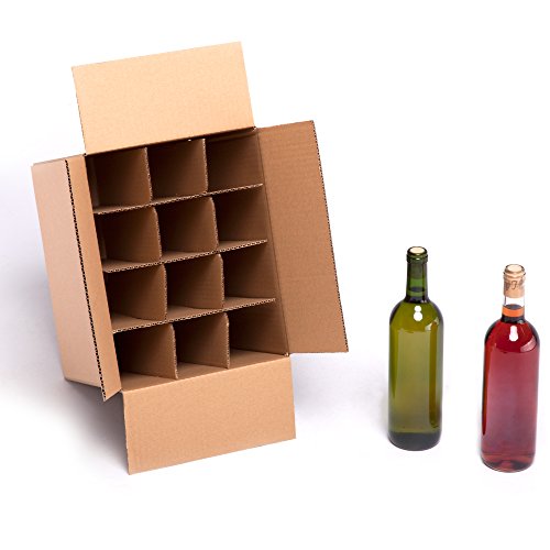 (15x) Caja para botellas de vino CON separadores de cartón rejilla | TELECAJAS (Para 12 Botellas) (PACK DE 15 UNIDADES)
