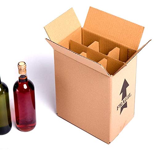 (15x) Caja para botellas de vino CON separadores de cartón rejilla | TELECAJAS (Para 6 botellas) (PACK DE 15 UNIDADES)