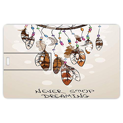 16 GB Unidades flash USB flash Nativo americano Dreamcatcher Diseño de plumas Tecnología digital Impresión gráfica Nunca dejes de soñar Beige Marrón Forma de tarjeta de crédito bancaria Clave comercia