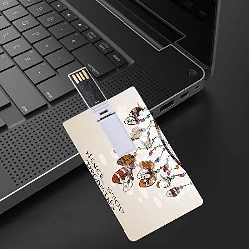 16 GB Unidades flash USB flash Nativo americano Dreamcatcher Diseño de plumas Tecnología digital Impresión gráfica Nunca dejes de soñar Beige Marrón Forma de tarjeta de crédito bancaria Clave comercia