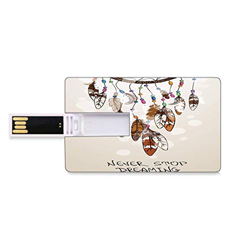 16 GB Unidades flash USB flash Nativo americano Dreamcatcher Diseño de plumas Tecnología digital Impresión gráfica Nunca dejes de soñar Beige Marrón Forma de tarjeta de crédito bancaria Clave comercia