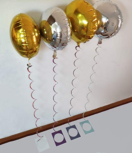 16 GLOBOS de helio con 16 PESOS, que son Bases decoradas y precortadas en espiral, escalera u ondas. Globos de cumpleaños, fiestas, eventos, bodas, que son de FOIL espejo en plata y oro.