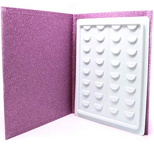 16 pares Libro de Almacenamiento de Pestañas Postizas, Estuche de Almacenamiento de Pestañas Postizas, Contenedor de Muestra de Maquillaje, Catálogo de Pestañas Travel Glitter Paper, Portacontenedores