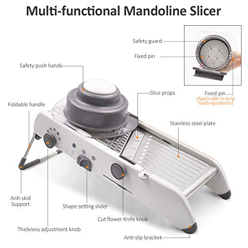 18 tipos de cortador de mandolina ajustable de acero inoxidable cortador manual de verduras rallador juliana rebanador de frutas waffle blanco