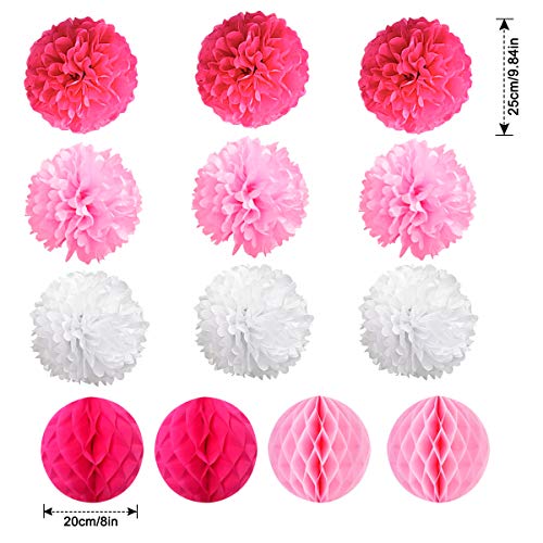 19 Piezas Colgando Ventilador Abanicos de Papel Pompones de Papel Bola de Nido, Flores de Papel para Cumpleaños Boda Carnaval Bebé Ducha Home Party Supplies Fiesta Decoración (Púrpura)