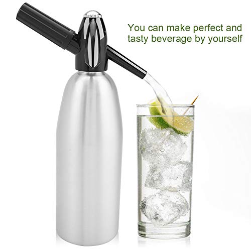 1L Botella de Sifón de Soda Profesional Aleación de Soda Soda Carbonatada Seltzer Creador de agua con regulador de presión para bebidas de jugo Cóctel(Silver)