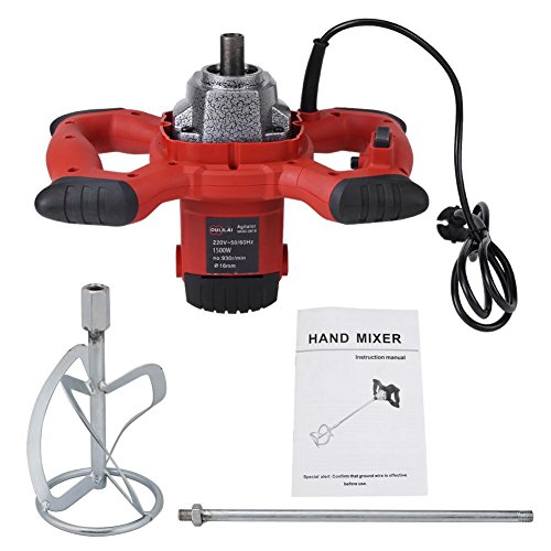 1pc Rojo 1500W 6-Velocidad Portátil Mezclador Eléctrico para Agitación de Mortero Pintura Cemento Lechada AC 220V