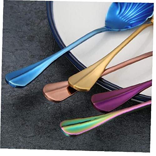 1pc Shell Cucharas De Colores del De Cucharas De Acero Inoxidable Cucharillas De Café De Cucharas De Helado Cuchara De Sopa De Té Azúcar Postre Aperitivo Bistro Condimento Cucharas Postres