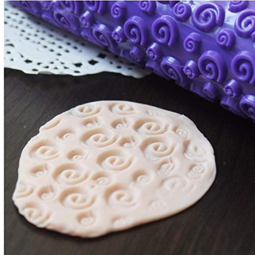 1x púrpura antiadherente con dibujos de amasar la pasta de azúcar en relieve del rodillo del molde DIY de la torta que adorna la herramienta Novedades para la cocina accesorios para el horneado