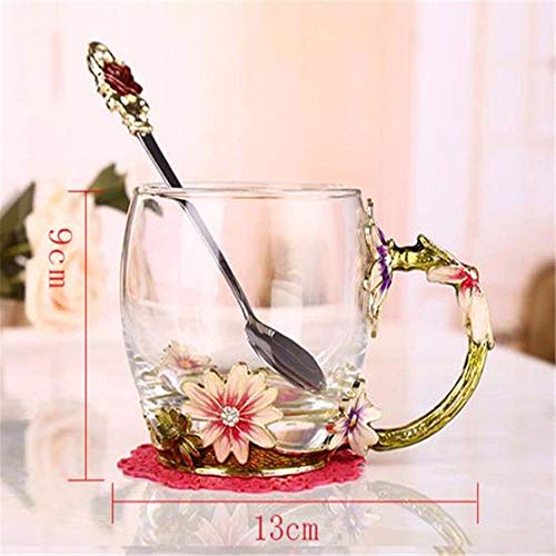 1yess Taza de café de Porcelana Vaso Grande Taza de la Flor del crisantemo Tazas de té Regalos Personalizados for Bebidas Calientes, té, Zumo de Sistemas de la Taza del platillo (Color: Natural)