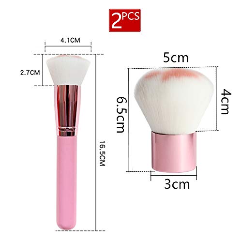 2 brochas de maquillaje de gato para maquillaje facial, profesionales, con parte superior plana, para colorete y maquillaje de mujer