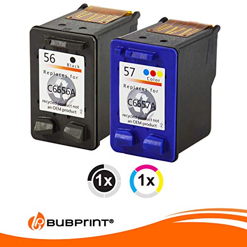 2 Cartuchos de impresora para HP 56 + 57 HP DeskJet 450 5145 5150 5151 5550 5552 5650 5652 5655 5850 9650 9670 9680 OfficeJet 4105 4105 4212 4215 4219 4252 4255 4259 5500 5505 5508 5510 5515 6110