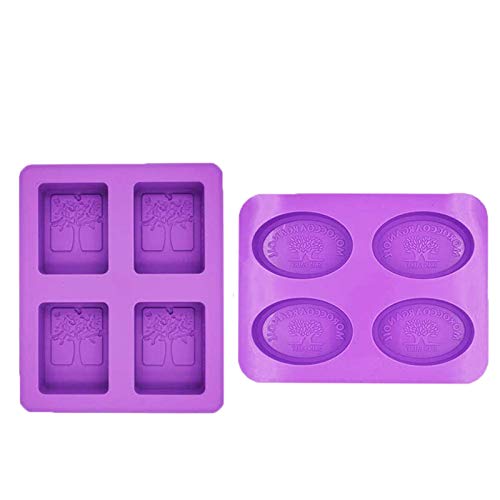 2 Moldes Moldes de Jabón Hechos a Mano con Forma de Árbol, Molde de Silicona para Jabón, Molde de Jabón de Silicona Rectangular, para Moldes de Jabón Hechos a Mano, Hornear, Hacer Dulces, Morado