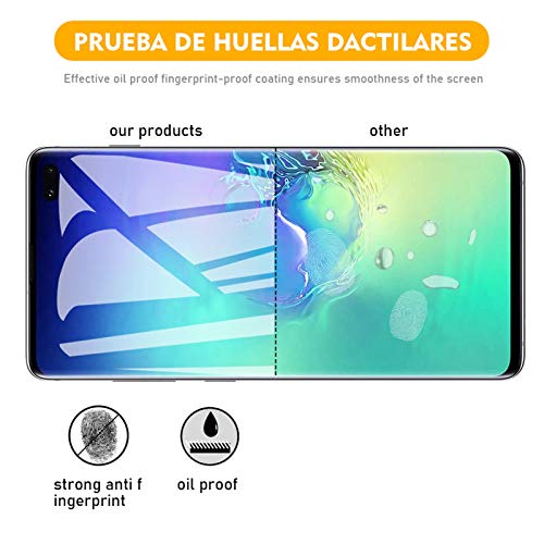 [2 Pack] Amonke Protector de Pantalla para Samsung Galaxy S10 Plus Cristal Templado, 3D Curvado Completa Cobertura, 9H Dureza Alta Definicion Vidrio Templado Screen Protector para Samsung S10 Plus