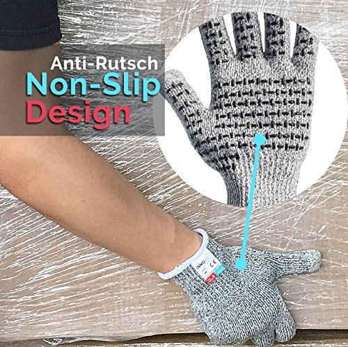 2 pares Guantes Anticorte,InnoBeta Guantes de Trabajo, Guantes Resistentes al Corte, Guantes de Cocina de Seguridad-Protección nivel 5 de alto rendimiento,Pantalla táctil Guantes Antideslizantes(L)