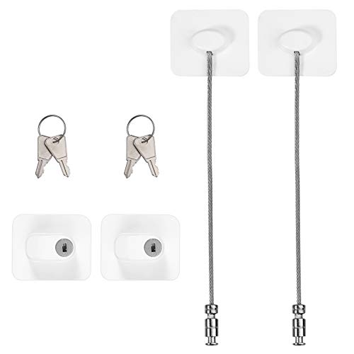 2 PCS Cerradura de Seguridad para Puerta de Refrigerador con 4 Llaves Cierre de Seguridad para Puerta de Congelador Bloqueo de Frigorífico para Cajones Armarios Ventanas Refrigerador - Blanco