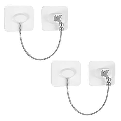 2 PCS Cerradura de Seguridad para Puerta de Refrigerador con 4 Llaves Cierre de Seguridad para Puerta de Congelador Bloqueo de Frigorífico para Cajones Armarios Ventanas Refrigerador - Blanco