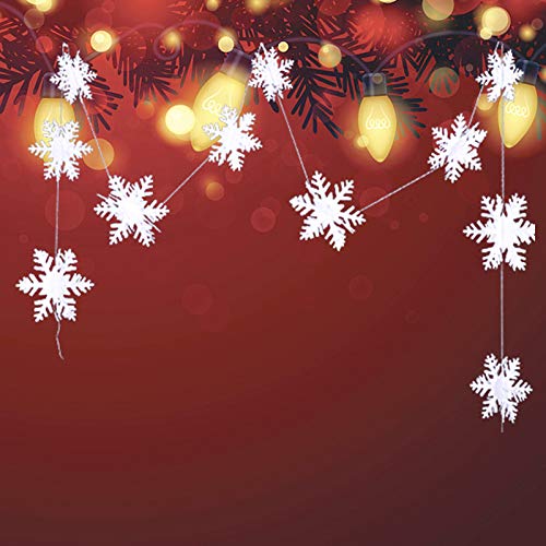 2 pcs Guirnalda Copo de Nieve 3M Decoraciones Copos Nieve Guirnalda Copo Nieve Brillantes 3D Colgando Guirnalda Copo Nieve Hecho Papel para Fiesta Navidad Temáticas Invierno Reuniones Familiares