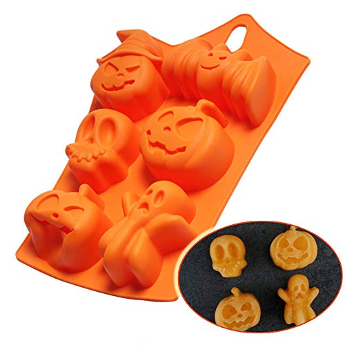 2 pcs Molde de Silicona Cubitos de Hielo de Halloween, Molde para Hornear Calabaza, para Halloween, Chocolate, Magdalenas, Cubitos de Hielo