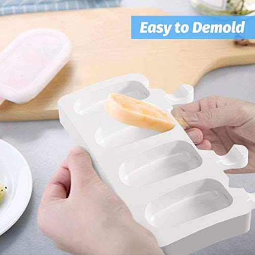 2 PCS Moldes para Paletas de Hielo de Silicona, Molde de Paleta de Hielo con 50 Palitos de Paleta, Moldes de Hielo sin BPA, Mini moldes de congelador para helados y aperitivos diseño ovalado