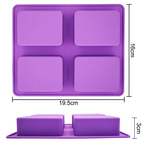 2 Piezas 4 Forma de árbol en Forma de cavidad Moldes de jabón Hechos a Mano Molde de Hielo para Hornear Rectangular Molde de Silicona Herramientas para Hornear de Bricolaje, Reutilizables