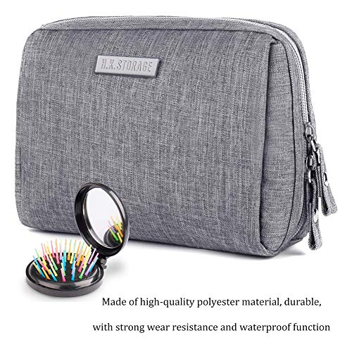 2 Piezas Bolsa de Maquillaje Neceser Bolsa de Aseo Viaje Portátil Bolso Cosmético Impermeable Estuche Maquillaje Mini Bolsa de Cosméticos para Mujeres (Gris, Morado, con 2 Peines de Espejo Plegable)