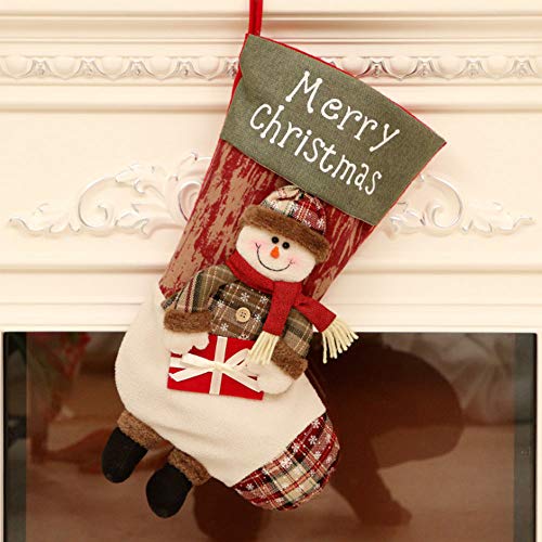 2 Piezas Calcetín De Navidad Bolsa De Regalo Medias Navidad Papá Noel/Muñeco Nieve Creativos Calcetines Decorativos Decoración Fiesta De Navidad Accesorios(1*Santa Claus+1*Muñeco De Nieve)