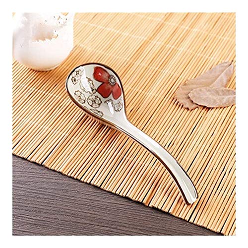 2 Piezas Cuchara De Cerámica De Estilo Japonés Cuchara De Arroz For Niños Postre Helado Vajilla De Cocina Cuchara Cuchara Cuchara Cuchara De Sopa Palillos (Color : Black)