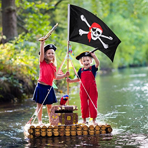 2 Piezas de Bandera de Pirata Bandera de Cráneo Jolly Roger para Fiesta de Pirata, Regalo de Cumpleaños, Día de Pirata, Decoración de Halloween, Regalo de Navidad, 3 por 5 Pies