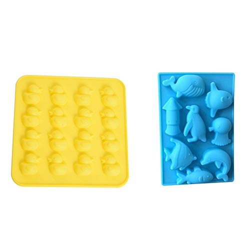 2 piezas de silicona moldes de chocolate reutilizables animales marinos moldes herramientas para pastel chocolate caramelo fondant muffin gelatina de hielo (color al azar)