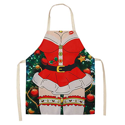 (2 Piezas) Delantal Impermeable De Hombro De Cocina Europea De Algodón Y Lino Femenino Sin Mangas Atuendo para Adultos Cintura Tienda Cafetería Pintura Sala De Camarero Mono Delantal De Navidad 1