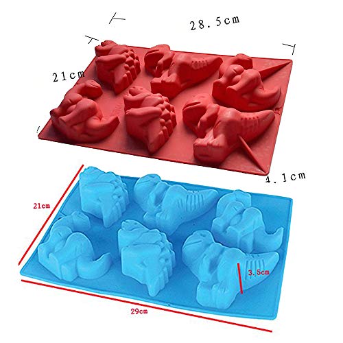 2 Piezas Molde Antiadherente de la Torta de Silicona - Forma de Dinosaurio Moldes de Silicone para Repostería Bizcocho/Chocolate/Pudín/Jabon/Pastel/Pastelería