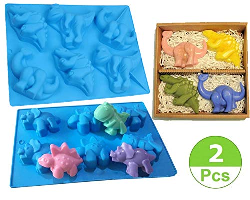 2 Piezas Molde Antiadherente de la Torta de Silicona - Forma de Dinosaurio Moldes de Silicone para Repostería Bizcocho/Chocolate/Pudín/Jabon/Pastel/Pastelería