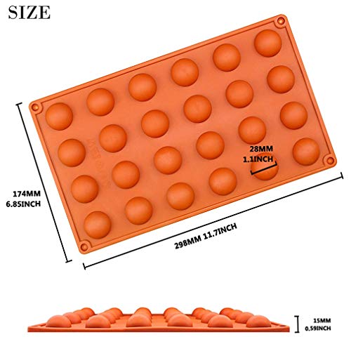 2 Piezas Moldes de Bombones de Silicona con 24 Cavidad - Forma de Semi Esfera Molde de Silicone para Chocolate, Caramelo de Café, Cubo de Hielo, Gelatina