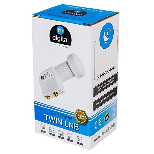 2 salidas de señal satélite LNB Twin LNC directamente Quattro Switch FULL HD TV 3D + con contactos dorados + Protección contra la intemperie (extensible) en HB DIGITAL con 4 F-connettore incluye dorado