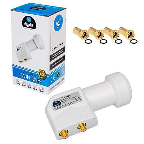 2 salidas de señal satélite LNB Twin LNC directamente Quattro Switch FULL HD TV 3D + con contactos dorados + Protección contra la intemperie (extensible) en HB DIGITAL con 4 F-connettore incluye dorado