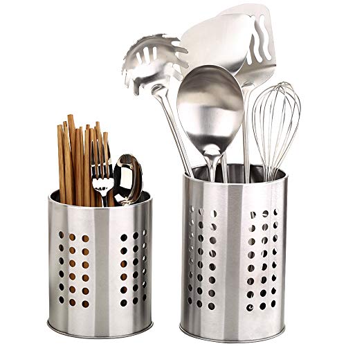 2 soportes para utensilios de cocina de acero inoxidable, a prueba de óxido, gran organizador de utensilios de cocina para organizar cajones y encimeras para todas las cocinas