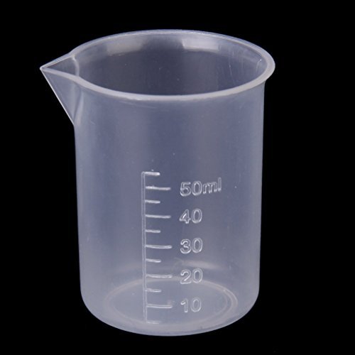 2 vasos de precipitado transparentes de 50 ml para tomar medidas aptos para el laboratorio y la cocina | blanco | Vaso de precipitado de plástico transparente apto para pruebas de laboratorio