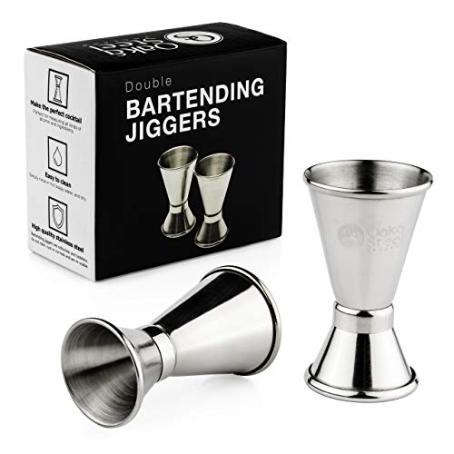 2 Vasos Medidor para Cócteles de Acero Inoxidable Premium 15/30ml - Robusto, con Bordes Lisos| para Coctelería Profesional o en Casa, Licor, Bebidas, Vino, Ginebra, Whisky.