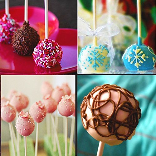 20 de Molde Lollipop,molde cake pops, silicona bandeja Stick mould +100 unidades de incienso, Lollipop partido de utensilios para hornear molde, Jelly y Chocolate, no adhesivas, rosa