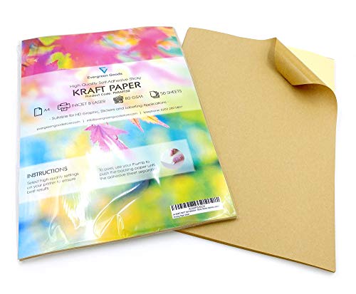 20 hojas de papel de impresión de etiquetas adhesivas A4 KRAFT MATT