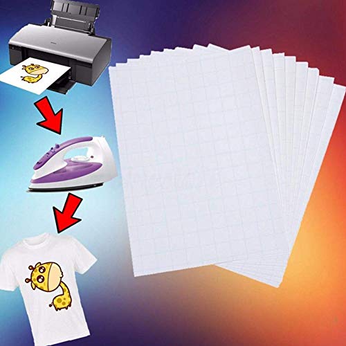 20 Hojas de papel de Transferencia de Color Oscuro para Impresoras Inyección Tinta para Textil el Hogar Rompecabezas Perlas Pintura Vidrio Taza de Cerámica Impresión Tela DIY Tamaño A4