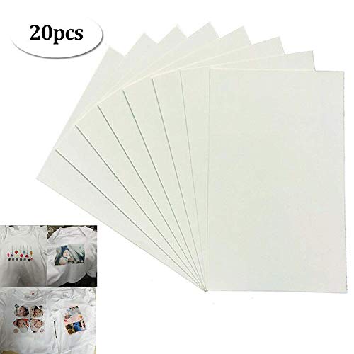 20 Hojas de papel de Transferencia de Color Oscuro para Impresoras Inyección Tinta para Textil el Hogar Rompecabezas Perlas Pintura Vidrio Taza de Cerámica Impresión Tela DIY Tamaño A4