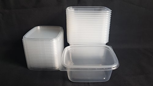 20 piezas 250 ml pequeño rectangular desechables de plástico cubo de recipientes con tapa para alimentos.