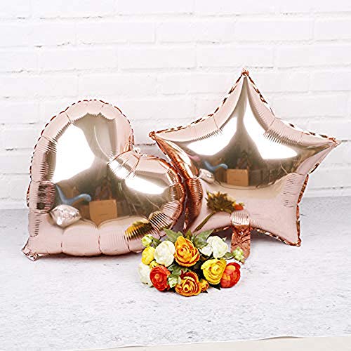 20 Piezas Globos de Aluminio Dorado de, 10 Piezas Forma de Corazón, 10 Piezas Forma de Estrella de , Cumpleaños, Boda, Decoración de Fiesta de Navidad(18 Pulgadas)