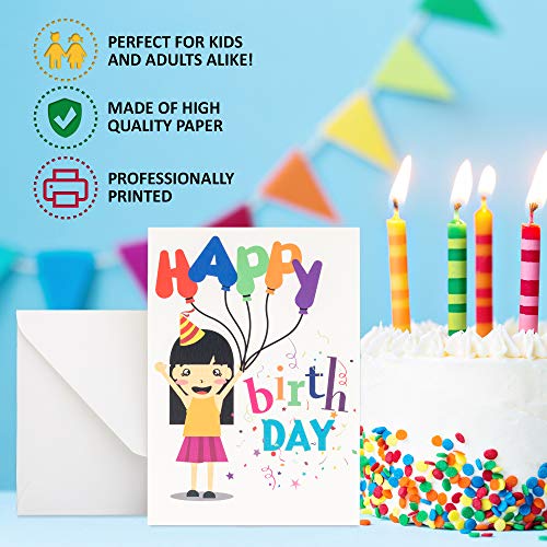 20 Tarjetas de Feliz Cumpleaños con 20 Sobres para Niños y Adultos| Tarjetas de Felicitación de Alta Calidad| Colores Brillantes, Diseño Variado y Divertido| ¡Nunca Más te Quedes Sin Tarjetas!